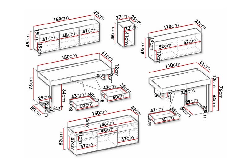 Rathmore Möbelset För Vardagsrum - Svart - Förvaring - Förvaringsmöbler - Möbelset för vardagsrum