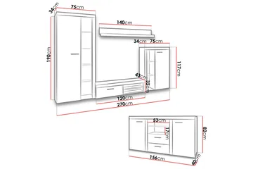 Rumba Soffgrupp - Beige/Grå - Förvaring - Förvaringsmöbler - Möbelset för vardagsrum
