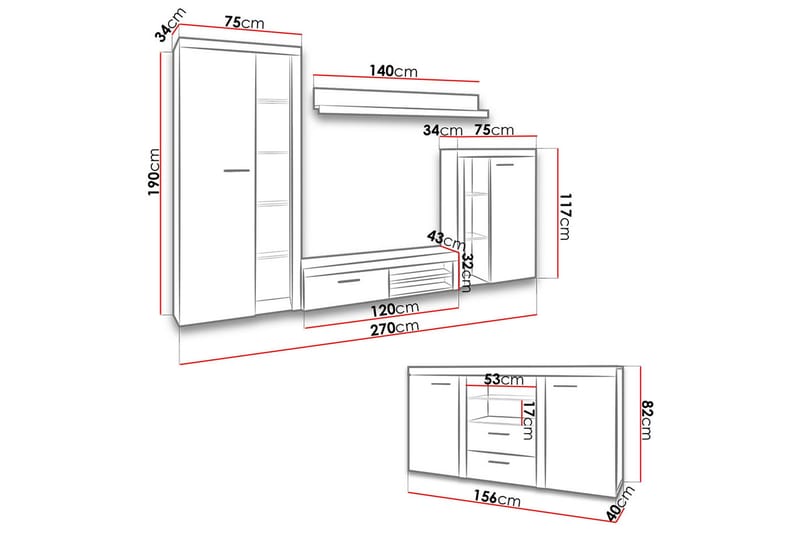Rumba Soffgrupp - Beige/Grå - Förvaring - Förvaringsmöbler - Möbelset för vardagsrum