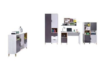 Sayuki Möbelset För Vardagsrum - Vit/Grå - Förvaring - Förvaringsmöbler - Möbelset för vardagsrum