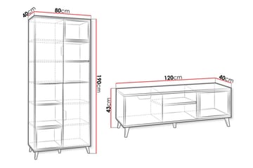 Sayuki Möbelset För Vardagsrum - Vit/Grå - Förvaring - Förvaringsmöbler - Möbelset för vardagsrum