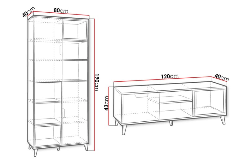 Sayuki Möbelset För Vardagsrum - Vit/Grå - Förvaring - Förvaringsmöbler - Möbelset för vardagsrum