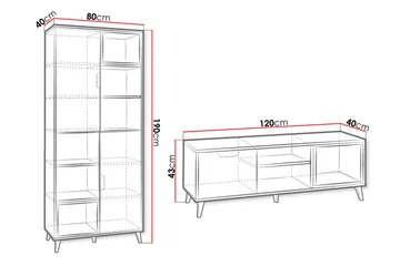 Sayuki Möbelset För Vardagsrum - Vit/Grå - Förvaring - Förvaringsmöbler - Möbelset för vardagsrum