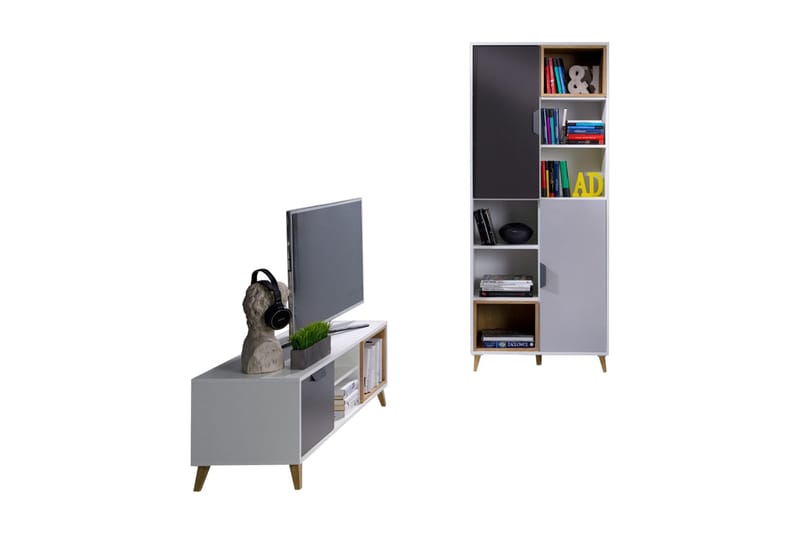 Sayuki Möbelset För Vardagsrum - Vit/Grå - Förvaring - Förvaringsmöbler - Möbelset för vardagsrum