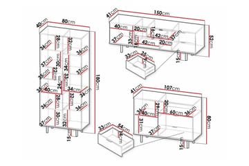 Staffin Möbelset För Vardagsrum - Cashmere - Förvaring - Förvaringsmöbler - Möbelset för vardagsrum