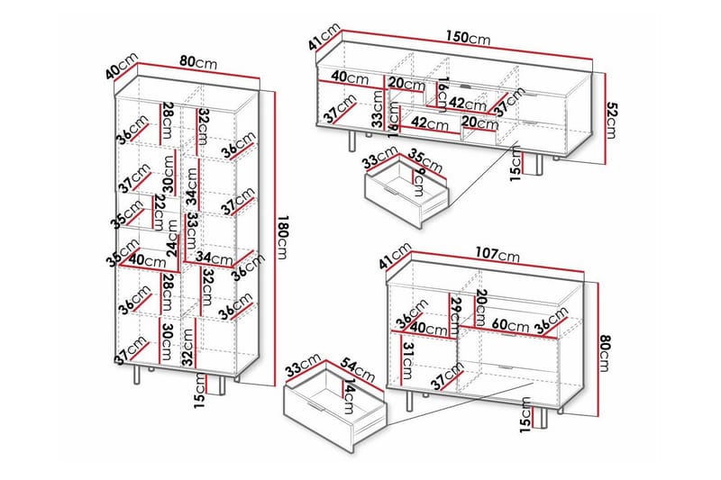 Staffin Möbelset För Vardagsrum - Cashmere - Förvaring - Förvaringsmöbler - Möbelset för vardagsrum