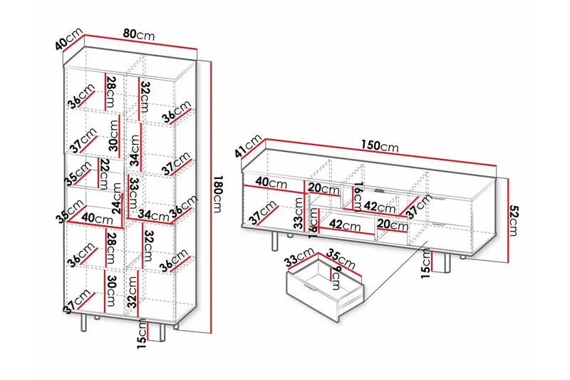 Staffin Möbelset För Vardagsrum - Cashmere - Förvaring - Förvaringsmöbler - Möbelset för vardagsrum