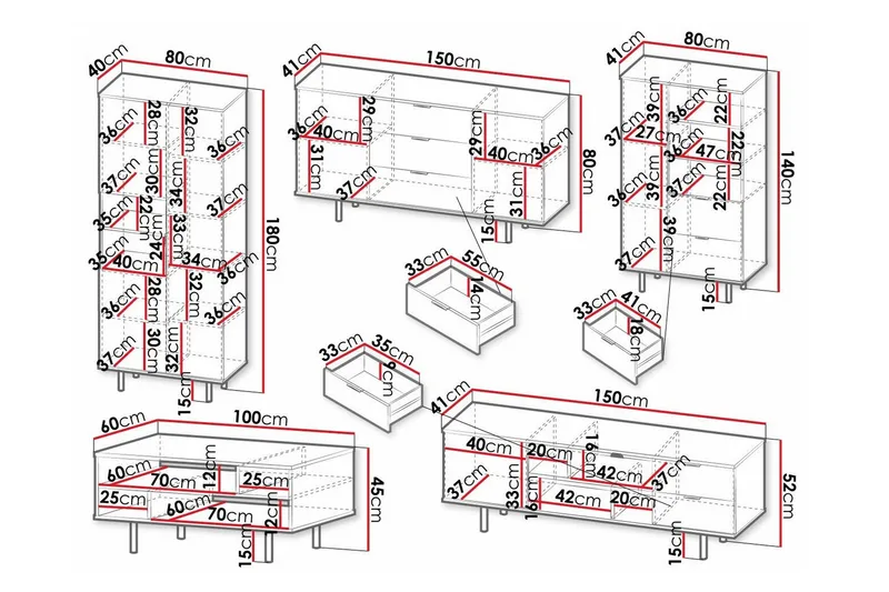 Staffin Möbelset För Vardagsrum - Cashmere - Förvaring - Förvaringsmöbler - Möbelset för vardagsrum