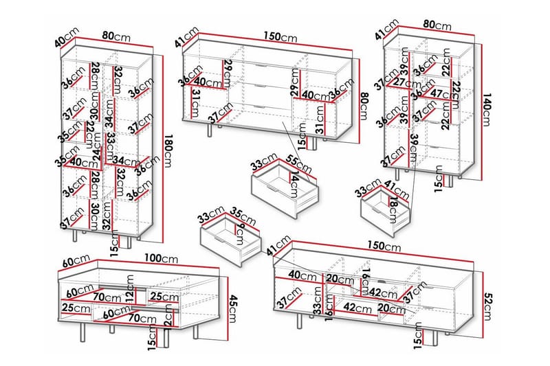 Staffin Möbelset För Vardagsrum - Cashmere - Förvaring - Förvaringsmöbler - Möbelset för vardagsrum