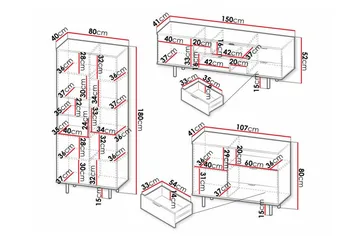 Staffin Möbelset För Vardagsrum - Svart - Förvaring - Förvaringsmöbler - Möbelset för vardagsrum
