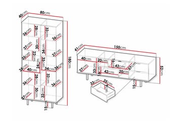 Staffin Möbelset För Vardagsrum - Svart - Förvaring - Förvaringsmöbler - Möbelset för vardagsrum