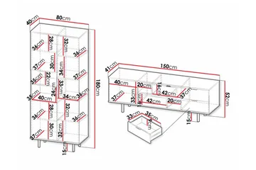 Staffin Möbelset För Vardagsrum - Svart - Förvaring - Förvaringsmöbler - Möbelset för vardagsrum