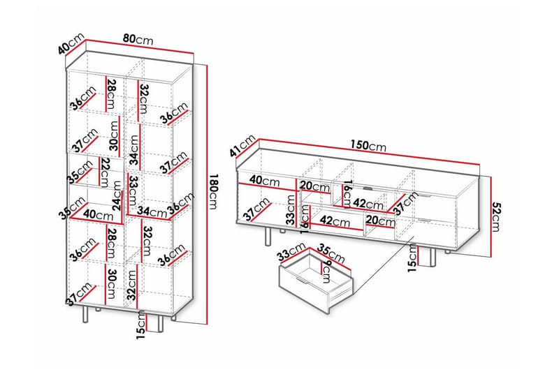 Staffin Möbelset För Vardagsrum - Svart - Förvaring - Förvaringsmöbler - Möbelset för vardagsrum