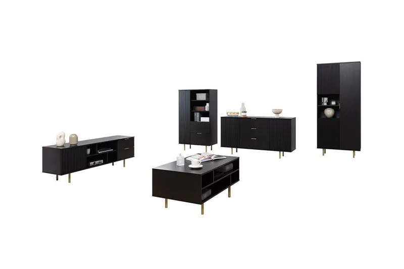 Staffin Möbelset För Vardagsrum, Svart