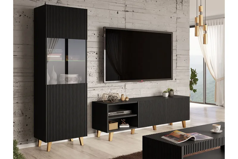 Strontian Möbelset För Vardagsrum Scandinavian Choice Black - Förvaring - Förvaringsmöbler - Möbelset för vardagsrum