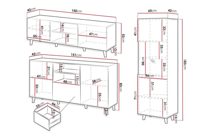 Strontian Möbelset För Vardagsrum Scandinavian Choice Black - Förvaring - Förvaringsmöbler - Möbelset för vardagsrum