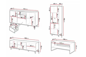 Strontian Möbelset För Vardagsrum Scandinavian Choice Black - Förvaring - Förvaringsmöbler - Möbelset för vardagsrum