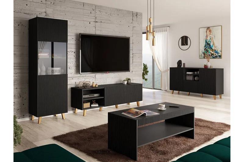 Strontian Möbelset För Vardagsrum Scandinavian Choice Black - Förvaring - Förvaringsmöbler - Möbelset för vardagsrum