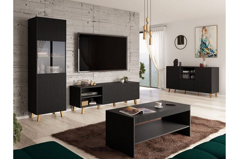 Strontian Möbelset För Vardagsrum Scandinavian Choice Black - Förvaring - Förvaringsmöbler - Möbelset för vardagsrum