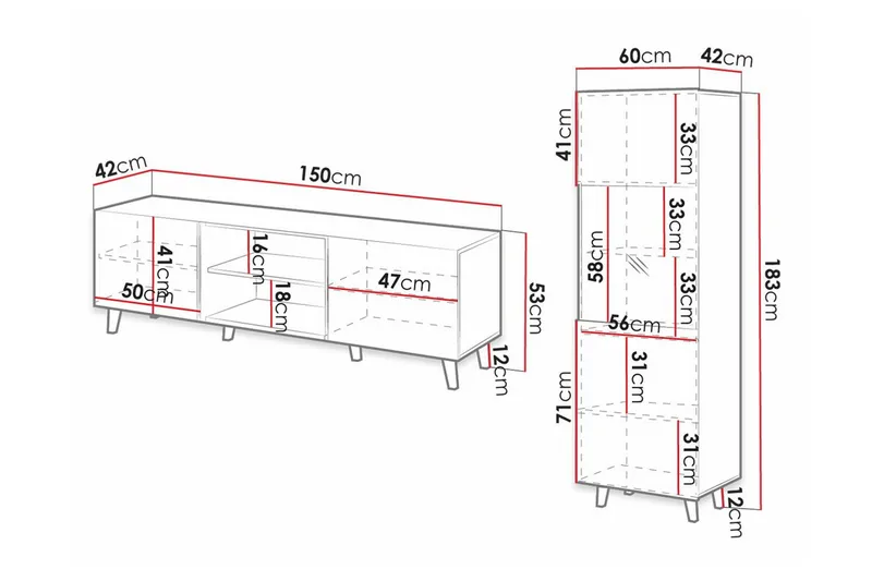 Strontian Möbelset För Vardagsrum Scandinavian Choice Black - Förvaring - Förvaringsmöbler - Möbelset för vardagsrum
