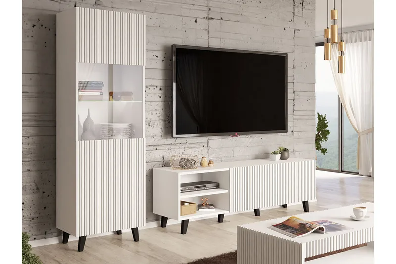 Strontian Möbelset För Vardagsrum Scandinavian Choice White - Förvaring - Förvaringsmöbler - Möbelset för vardagsrum