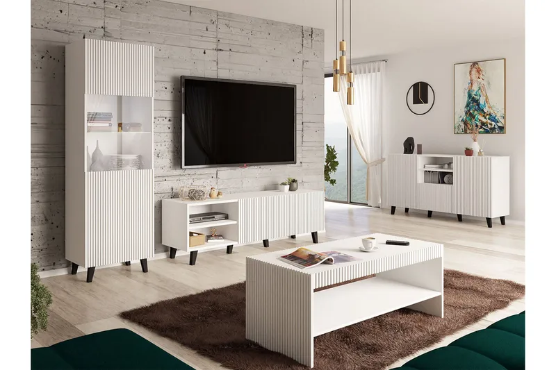 Strontian Möbelset För Vardagsrum Scandinavian Choice White - Förvaring - Förvaringsmöbler - Möbelset för vardagsrum