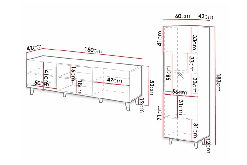 Strontian Möbelset För Vardagsrum Scandinavian Choice White - Förvaring - Förvaringsmöbler - Möbelset för vardagsrum