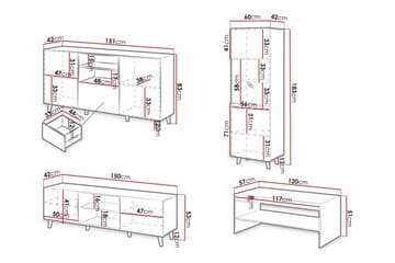 Strontian Möbelset För Vardagsrum Scandinavian Choice White - Förvaring - Förvaringsmöbler - Möbelset för vardagsrum