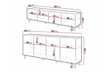 Strontian Möbelset För Vardagsrum Scandinavian Choice White - Förvaring - Förvaringsmöbler - Möbelset för vardagsrum