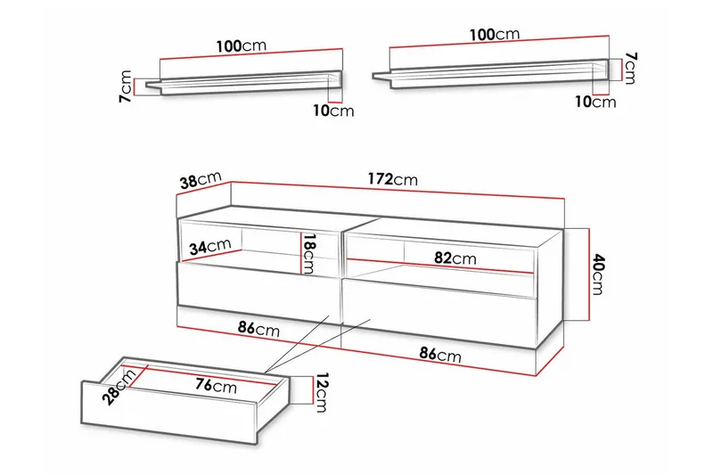 Summerville Möbelset För Vardagsrum White - Förvaring - Förvaringsmöbler - Möbelset för vardagsrum