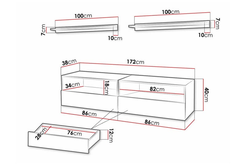Summerville Möbelset För Vardagsrum White - Förvaring - Förvaringsmöbler - Möbelset för vardagsrum