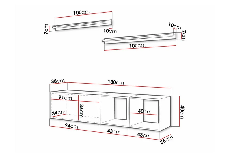 Summerville Möbelset För Vardagsrum White - Förvaring - Förvaringsmöbler - Möbelset för vardagsrum