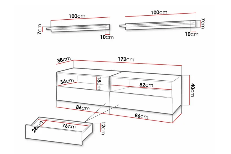 Summerville Möbelset För Vardagsrum White - Förvaring - Förvaringsmöbler - Möbelset för vardagsrum