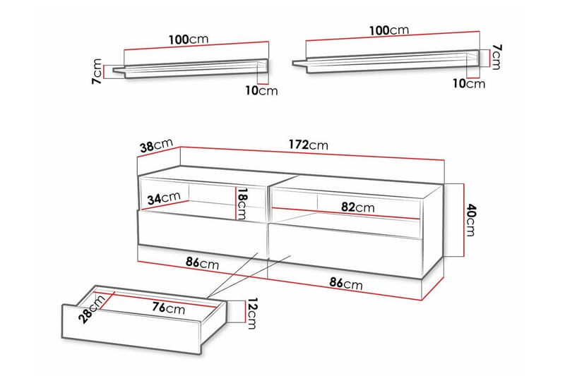 Summerville Möbelset För Vardagsrum White - Förvaring - Förvaringsmöbler - Möbelset för vardagsrum