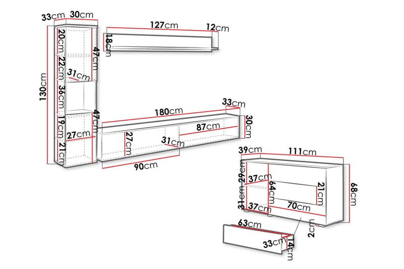 Valga Möbelset För Vardagsrum Natur - Natur - Förvaring - Förvaringsmöbler - Möbelset för vardagsrum