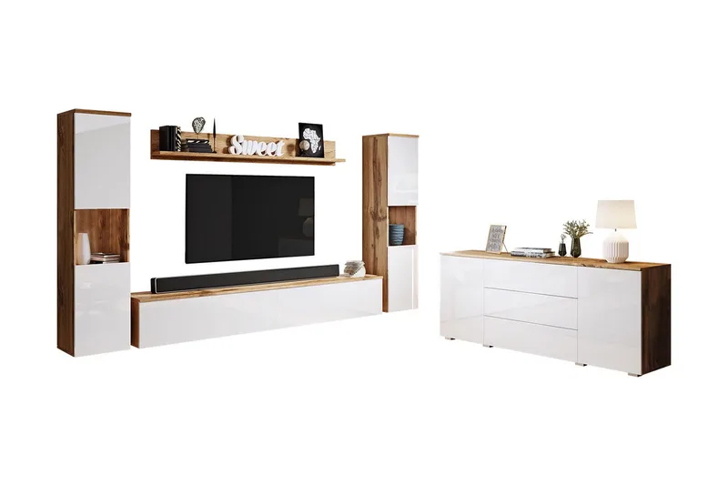 Valga Möbelset För Vardagsrum Natur|Vit - Natur/Vit - Förvaring - Förvaringsmöbler - Möbelset för vardagsrum