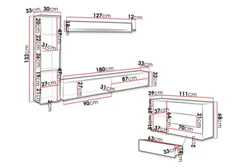 Valga Möbelset För Vardagsrum Vit - Vit - Förvaring - Förvaringsmöbler - Möbelset för vardagsrum
