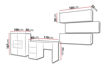 Vardagsrumsset Frick - Grå/Vit - Förvaring - Förvaringsmöbler - Möbelset för vardagsrum