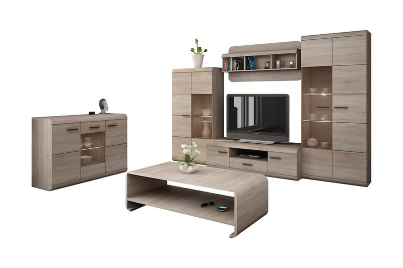 Vardagsrumsset Link - Beige|Grå - Förvaring - Förvaringsmöbler - Möbelset för vardagsrum