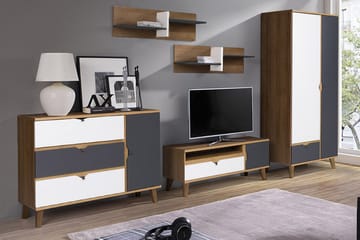 Vardagsrumsset Memone - Beige/Grå/Vit - Förvaring - Förvaringsmöbler - Möbelset för vardagsrum