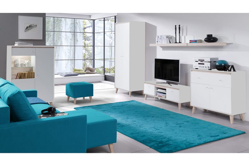 Vardagsrumsset Oviedo - Blå/Vit - Möbelset för vardagsrum
