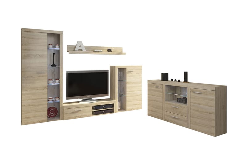 Vardagsrumsset Rumba - Beige/Grå - Förvaring - Förvaringsmöbler - Möbelset för vardagsrum