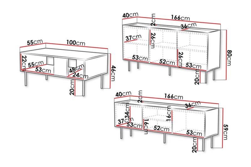 Munkedal Möbelset För Vardagsrum - Vit - Förvaring - Förvaringsmöbler - Möbelset för vardagsrum