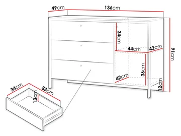 Navron Byrå 136 cm - Beige - Förvaring - Förvaringsmöbler - Byrå