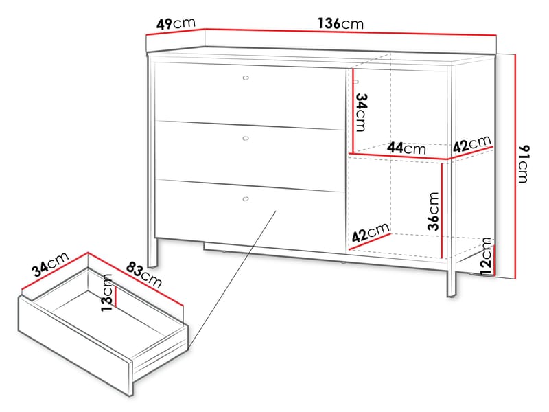 Navron Byrå 136 cm - Beige - Förvaring - Förvaringsmöbler - Byrå