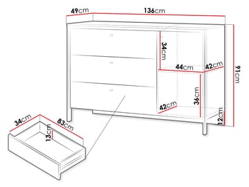 Navron Byrå 136 cm - Beige - Förvaring - Förvaringsmöbler - Byrå
