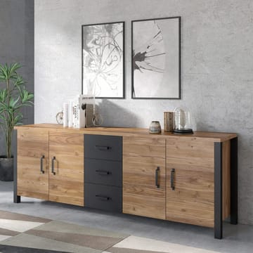 Olin Skänk med 4 Dörrar och 3 Lådor 220 cm i Trä med Furuutseende - Mellanbrun - Förvaring - Förvaringsmöbler - Sideboard & skänk