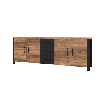 Olin Skänk med 4 Dörrar och 3 Lådor 220 cm i Trä med Furuutseende - Mellanbrun - Förvaring - Förvaringsmöbler - Sideboard & skänk