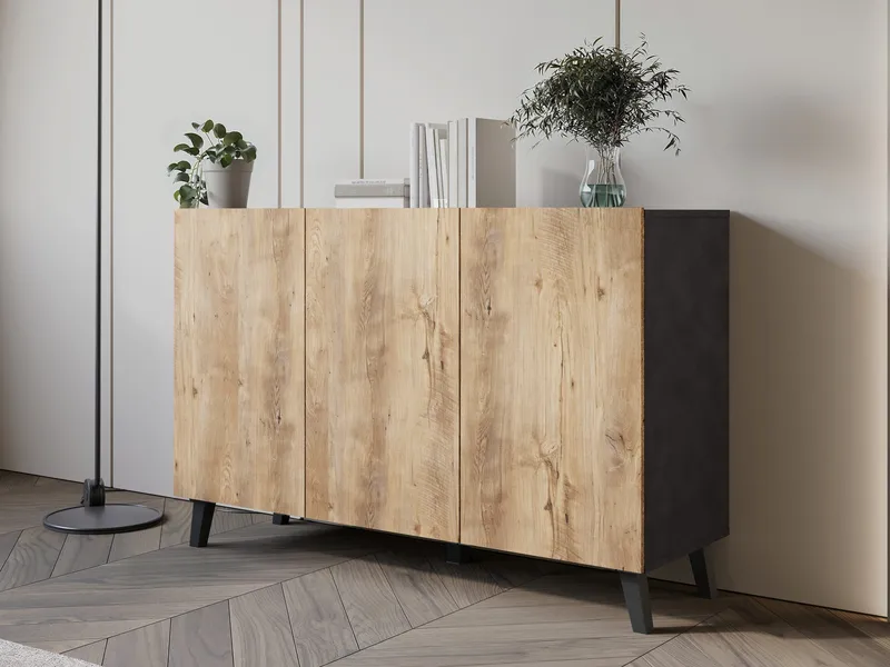 Orvik Skänk 120 cm i Mörkt Trä med Metallben - Brun|Grå - Förvaring - Förvaringsmöbler - Sideboard & skänk