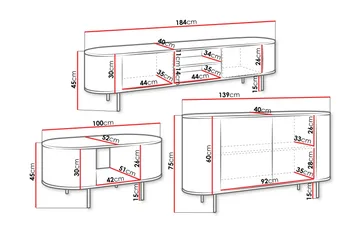 Pantego Möbelset För Vardagsrum - Brun - Förvaring - Förvaringsmöbler - Möbelset för vardagsrum